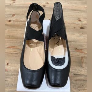 Jessica Simpson Mandalaye Elastic Ankle Strap Ballet Flats, 8.5, Black, New